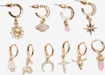 Boucles d'oreilles Bershka en or : devant