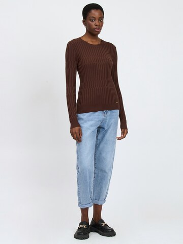 Influencer Pullover in Braun