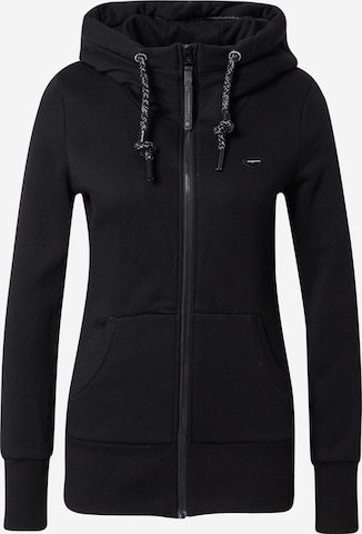 Ragwear Zip-Up Hoodie 'NESKA' in Black: front