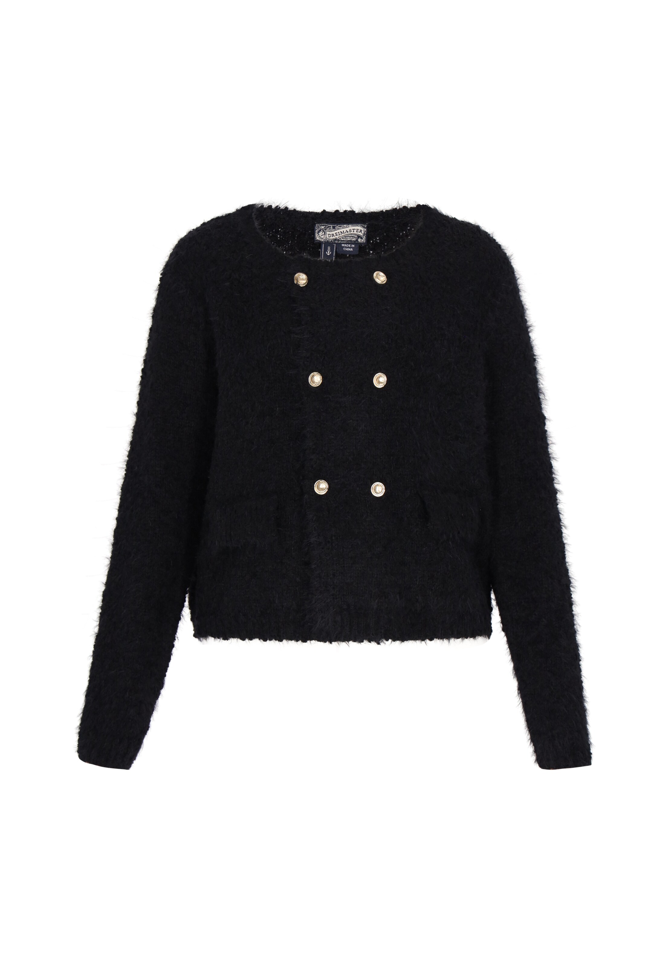 DreiMaster Vintage Strickjacke in Schwarz: Vorderseite