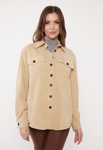 Awesome Apparel Blouse in Beige: voorkant