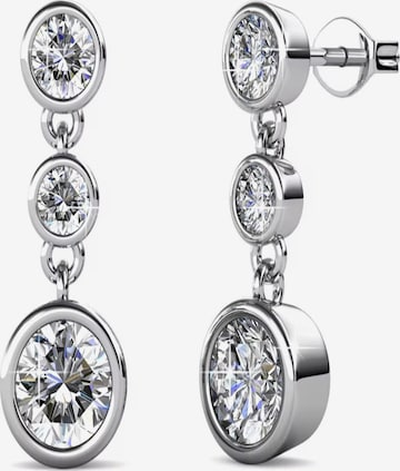 ROUGEMONT Jewellery Earrings 'Trendige Ohrhänger mit 3 funkelnden Kristallen' in Silver: front