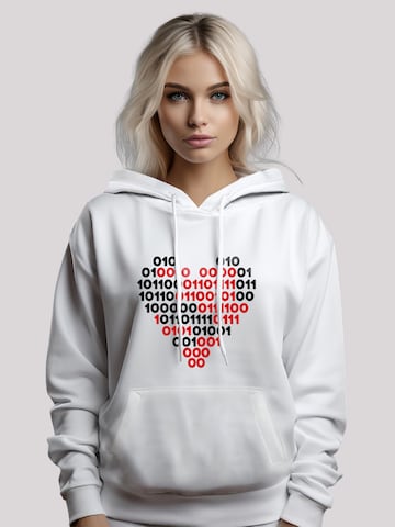 F4NT4STIC Sweatshirt 'I Love You 01001001 Binary Code Herz Valentinstag' in Wit: voorkant