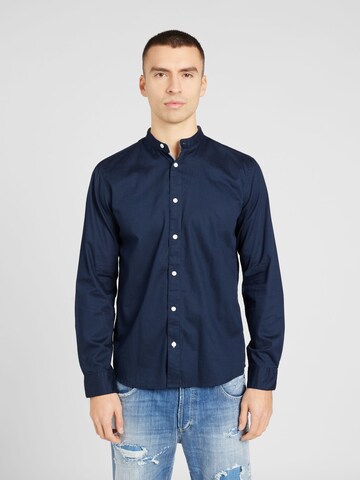 mėlyna TOM TAILOR Priglundantis modelis Marškiniai: priekis