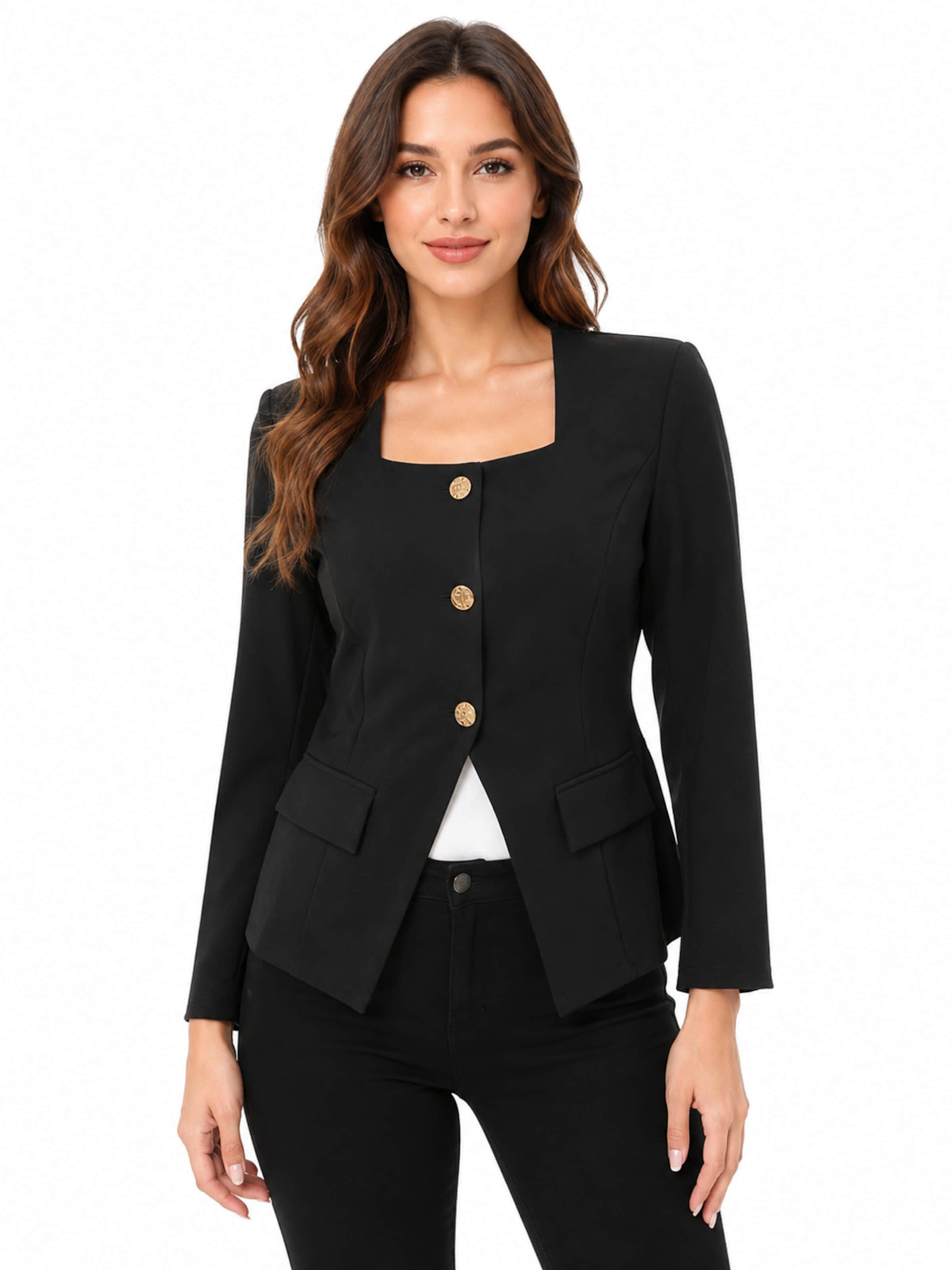 KoJooin Übergangsmantel 'Elegante Blazer für Damen Business Freizeitjacken Modische Lange Mäntel'‌‌‌‌‌‌‌‌‌‌ in Schwarz: Vorderseite