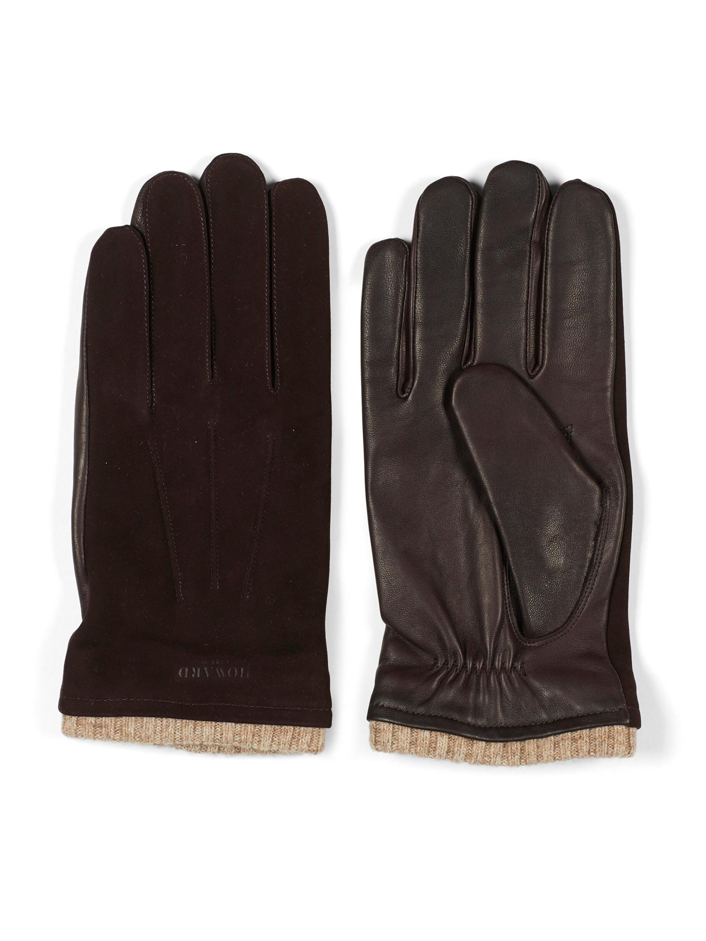 Howard London - Guantes con dedos 'Leather Gloves Bob Dark Brown' en marrón: frente