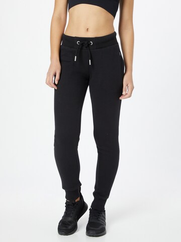 Effilé Pantalon Superdry en noir : devant