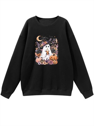 GORHEY Sweatshirt 'Loose Women's Oversized Sweatshirt, Halloween Style with Dropped Shoulders' in Black