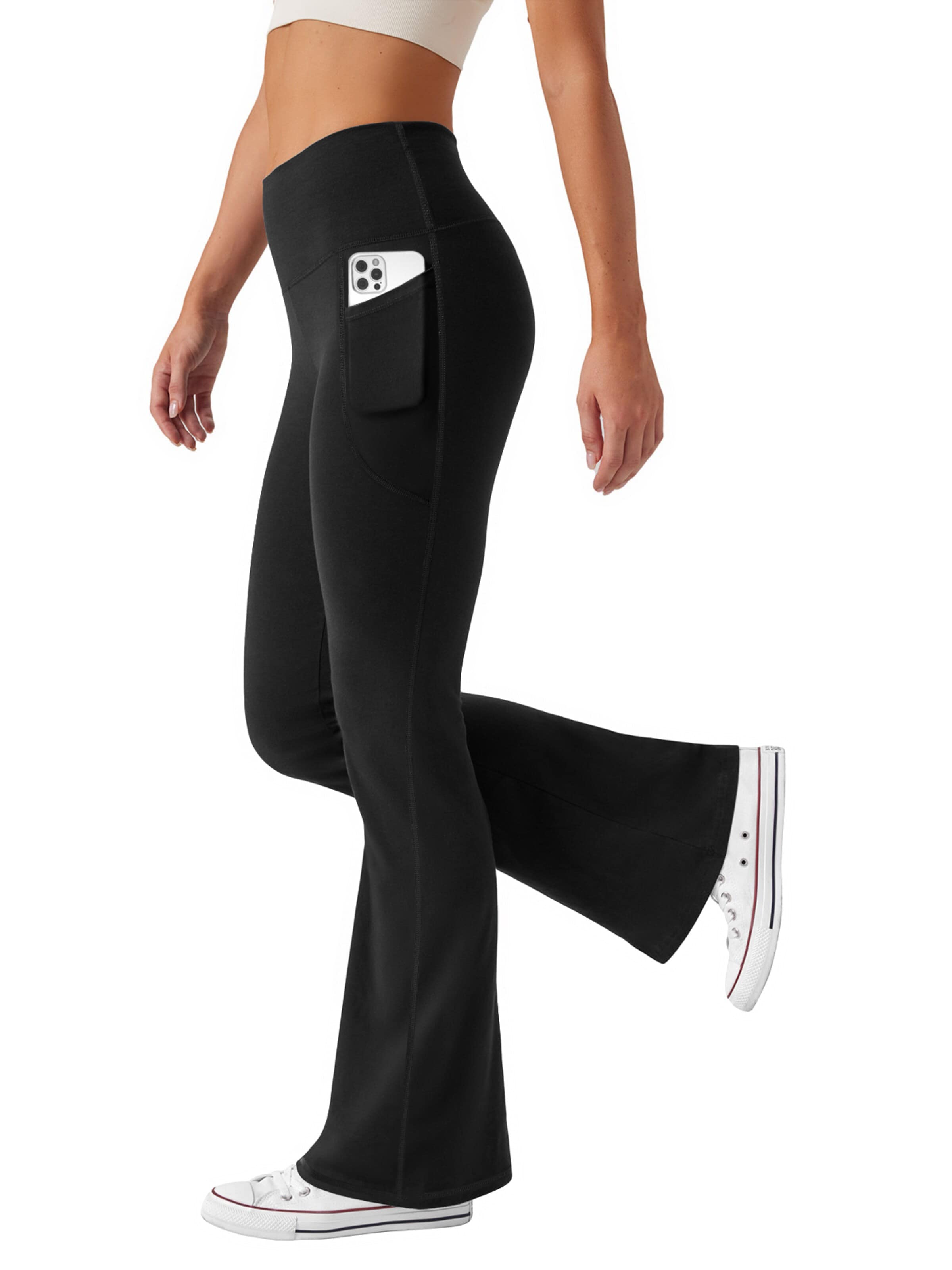 Friptspyg Flared Pants 'Damen-Yogahose mit hoher Taille Schlaghose im Stil einer Anzughose ideal für Sport Freizeit Alltag' in Black: front