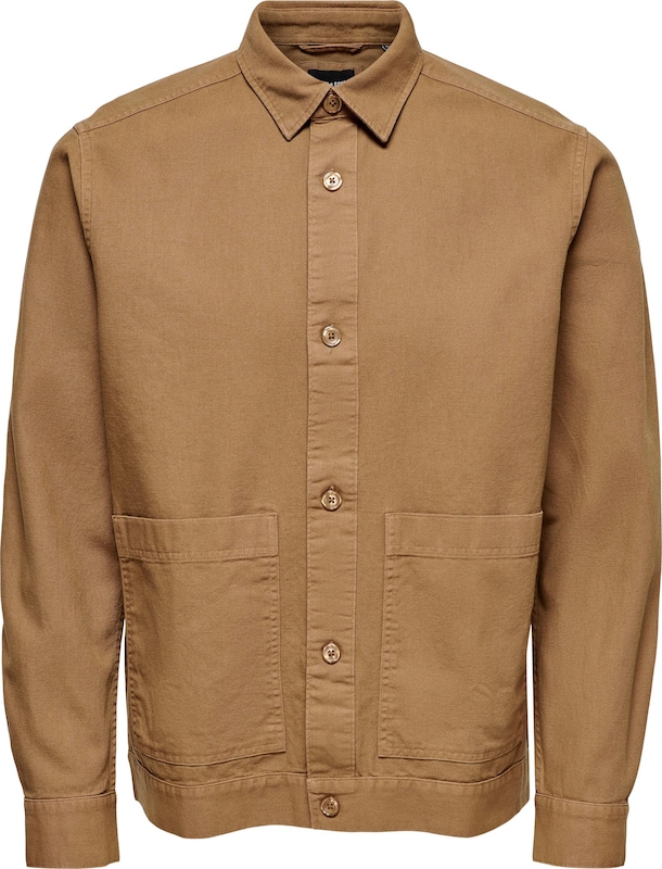 Only & Sons Comfort Fit Jacke 'Aron' in Braun