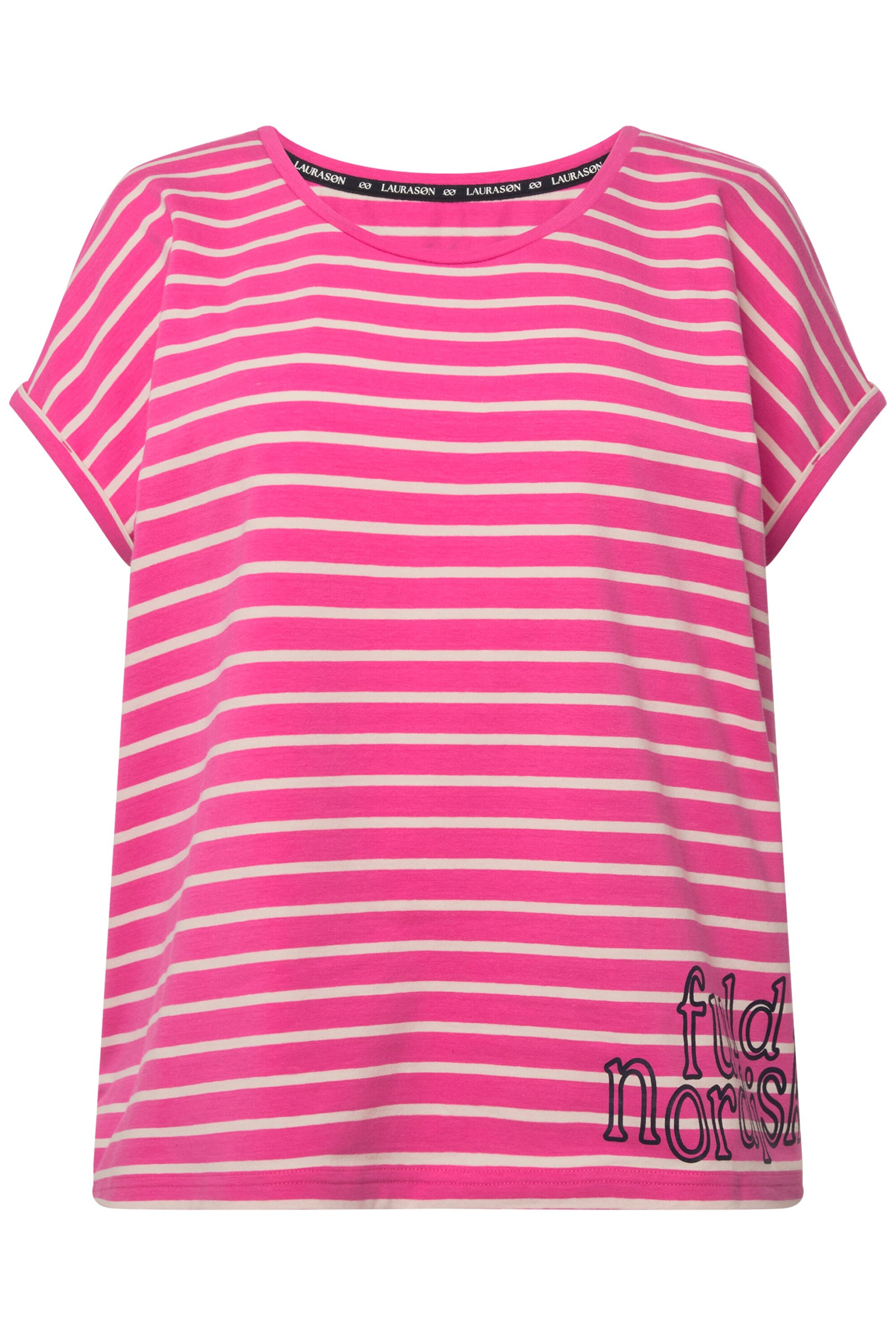 LAURASØN T-Shirt in hellgrau / hellpink / schwarz, Produktansicht