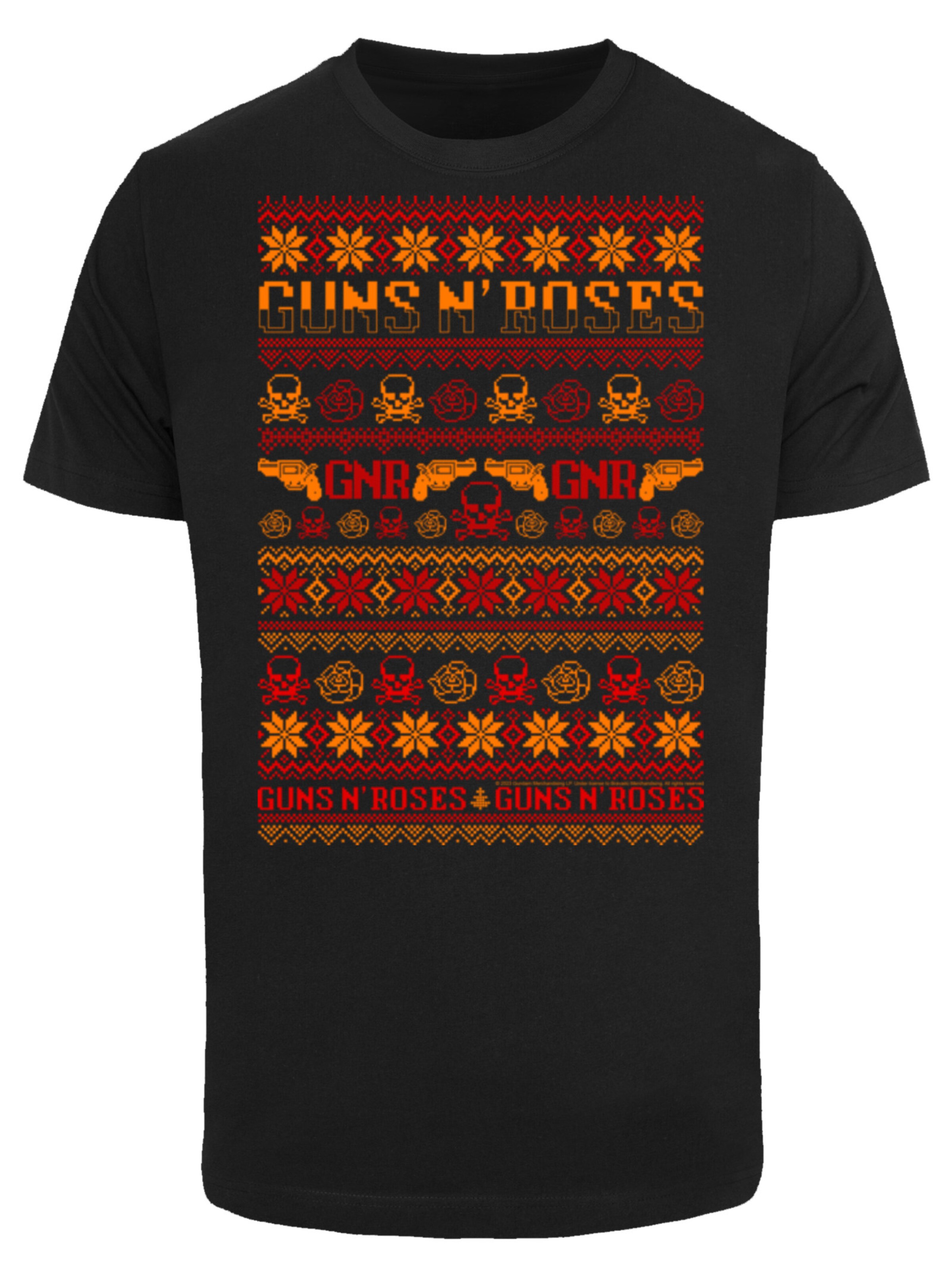 F4NT4STIC Shirt 'Guns And Roses Christmas' in Black: front