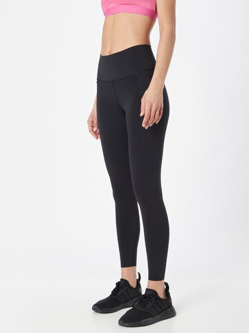 ADIDAS PERFORMANCE Skinny Sportbroek 'Optime Luxe' in Zwart: voorkant