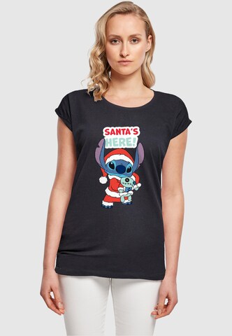 ABSOLUTE CULT Shirt 'Ladies Lilo And Stitch - Santa Is Here' in Blue: front
