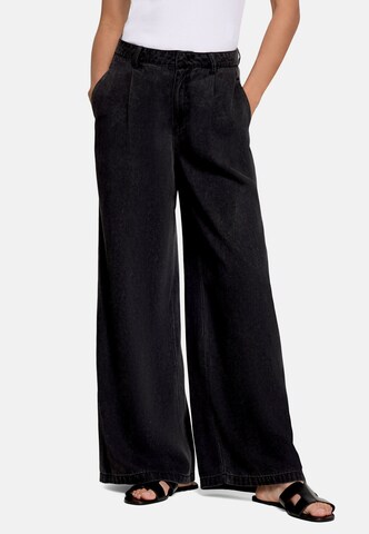 zero Wide leg Jeans in Zwart: voorkant