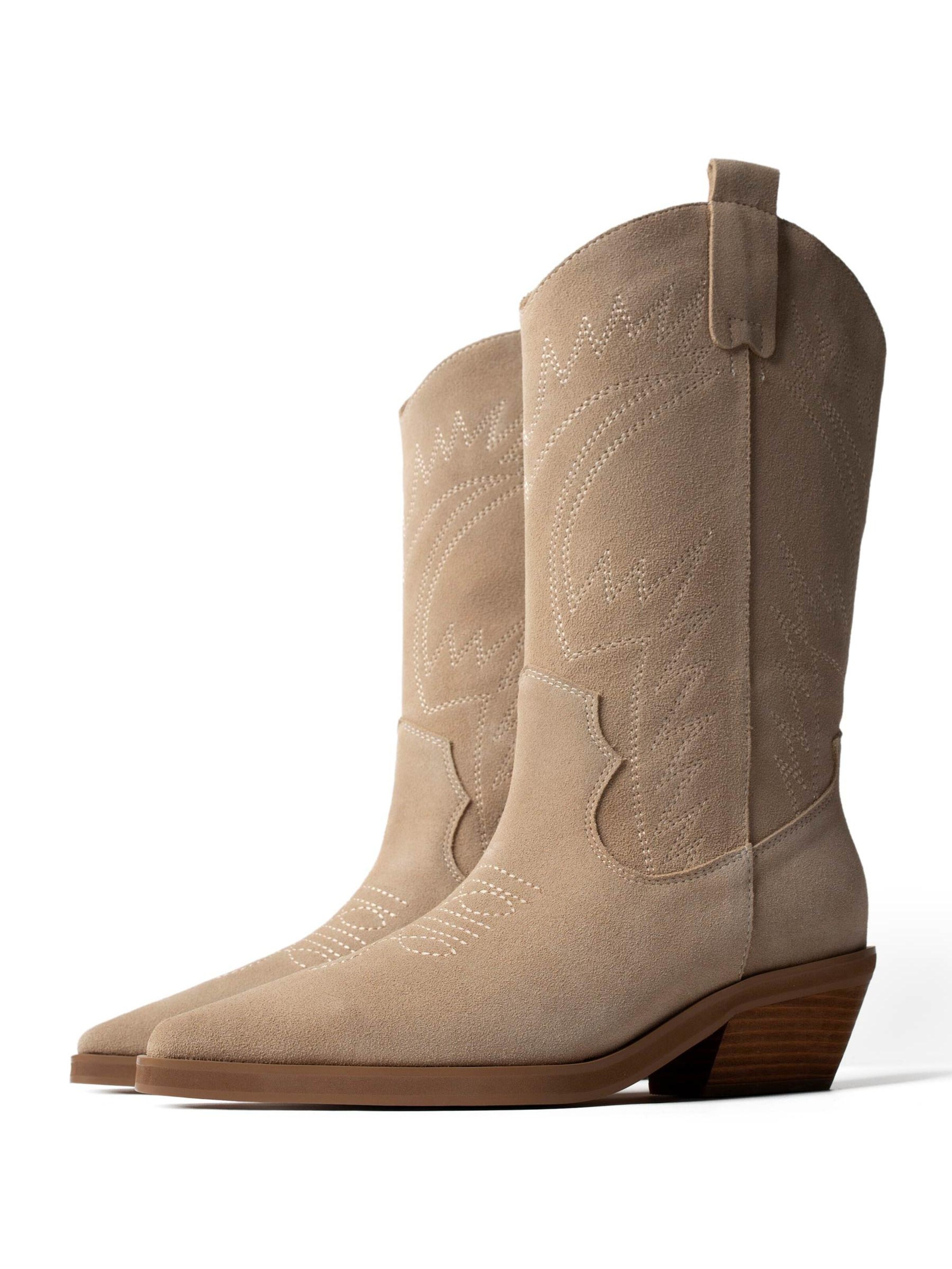 L37 HANDMADE SHOES Enkellaarsje 'HOLLY LEAVES' in Beige