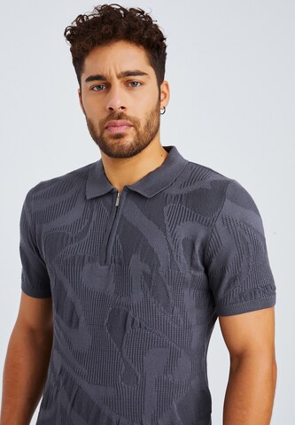 Leif Nelson T-Shirt Feinstrick Polo in Grau