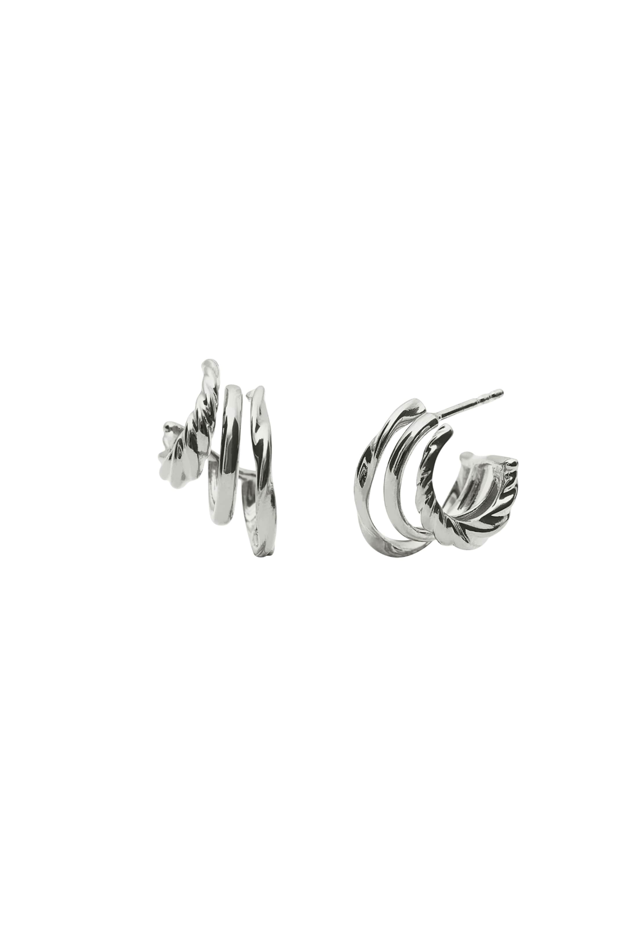 Stilnest Boucles d'oreilles 'Flux Triple' en argent, Vue avec produit