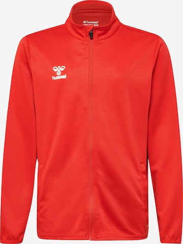 Hummel Athletic Zip-Up Hoodie 'ESSENTIAL' in Red: front