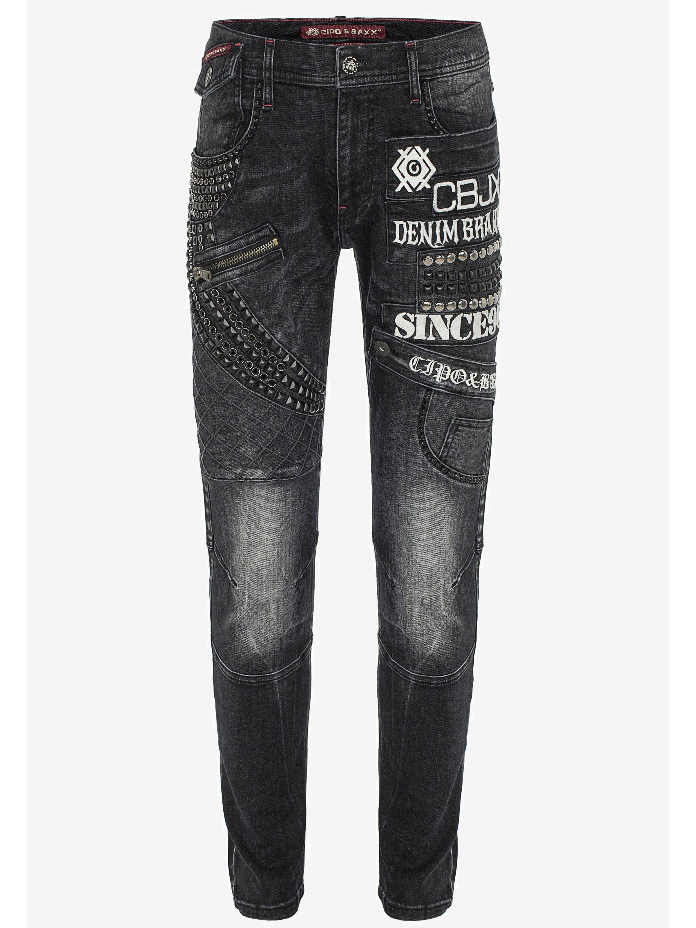 CIPO & BAXX Slim fit Jeans in Black: front