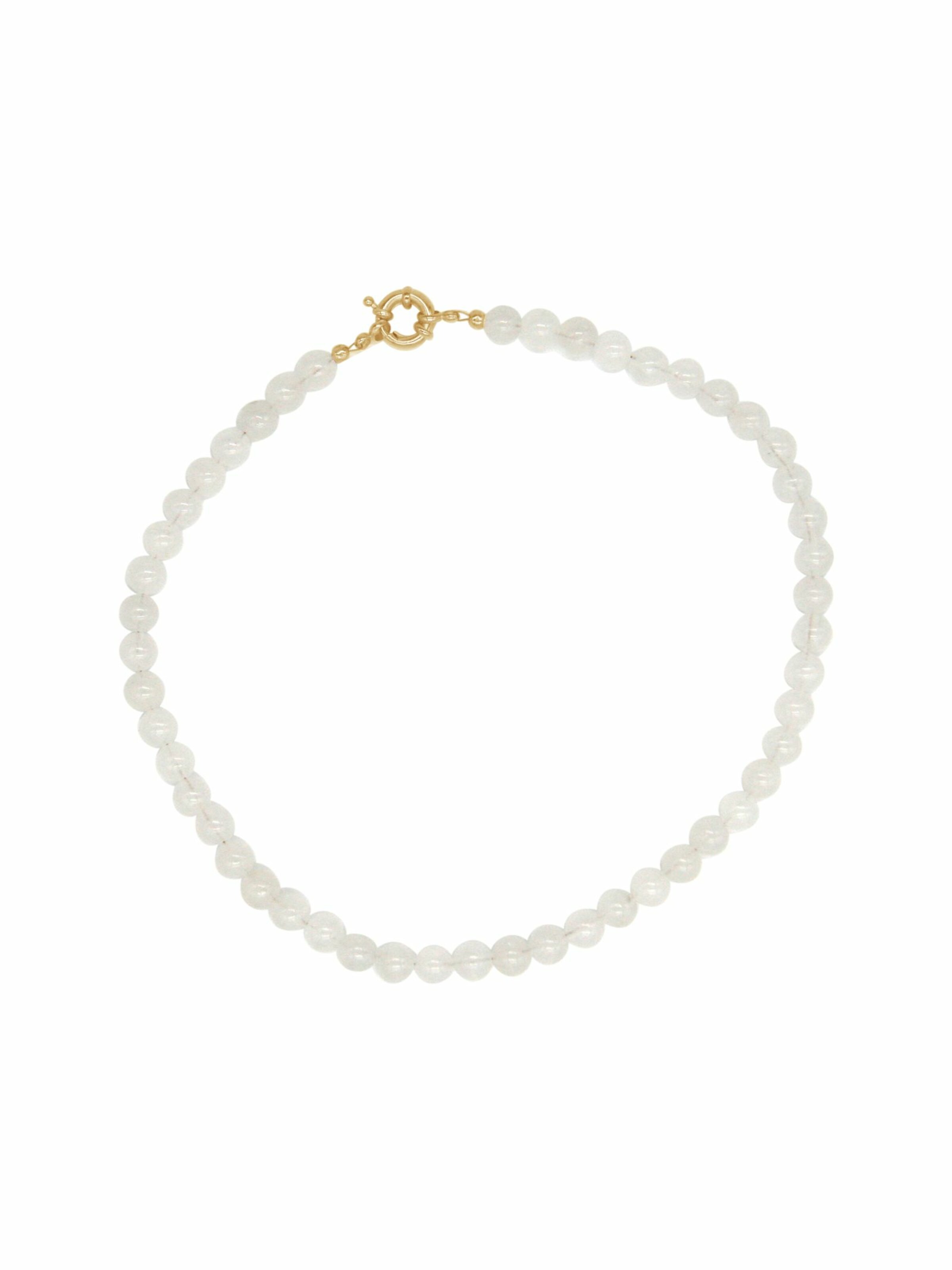 Gemshine Necklace 'WEIßER JADE' in Gold: front