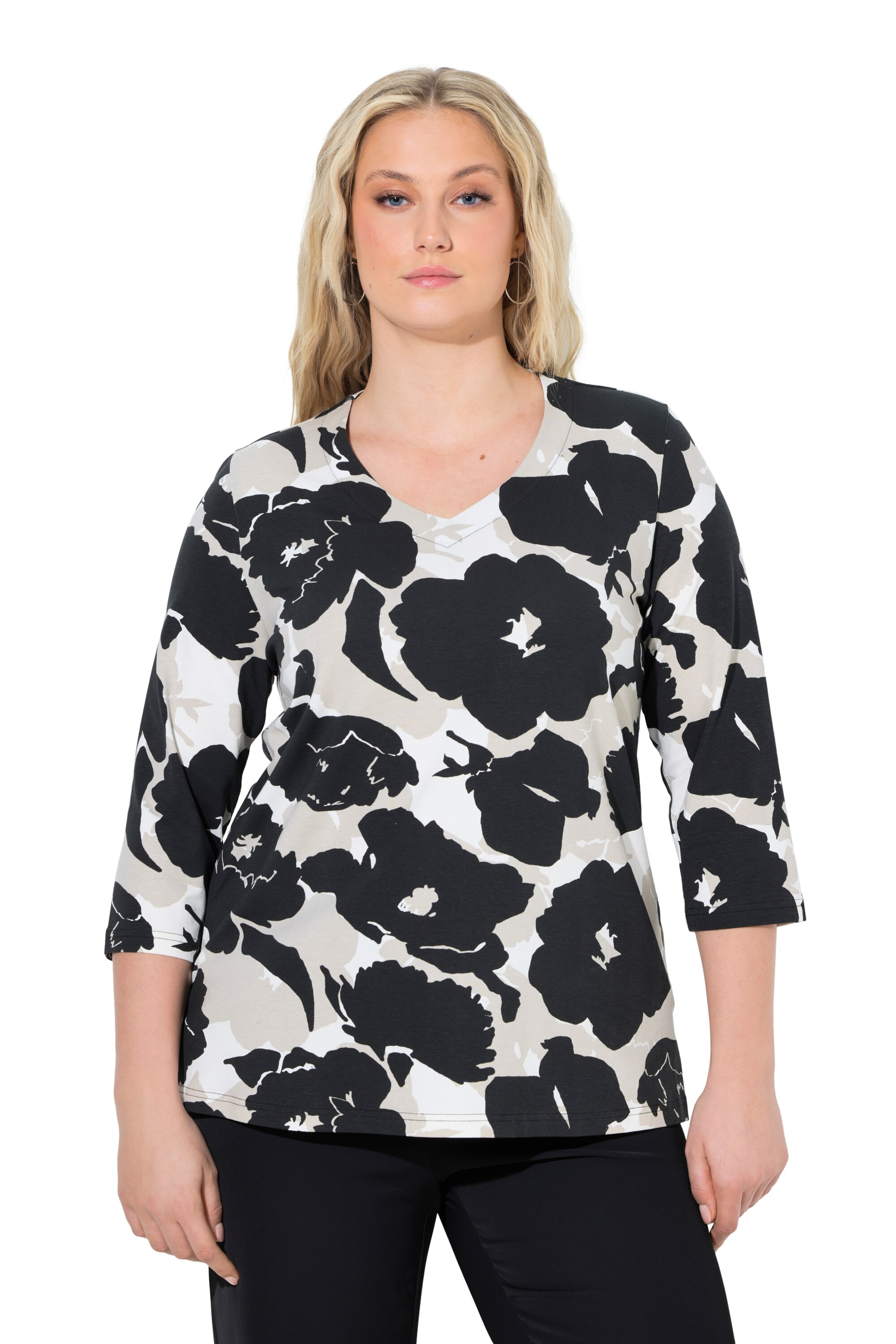Ulla Popken Shirt in Zwart: voorkant