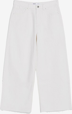 Bershka Wide leg Jeans in Wit: voorkant