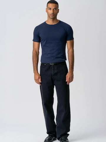 TEESHOPPEN Comfort fit Button Up Shirt ' Muscle ' in Blue