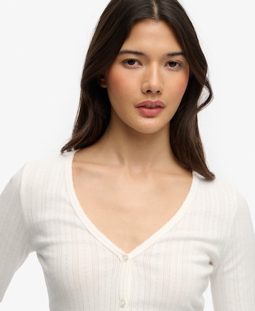Cardigan 'Athletic Essential Pointelle' Superdry & Co en blanc