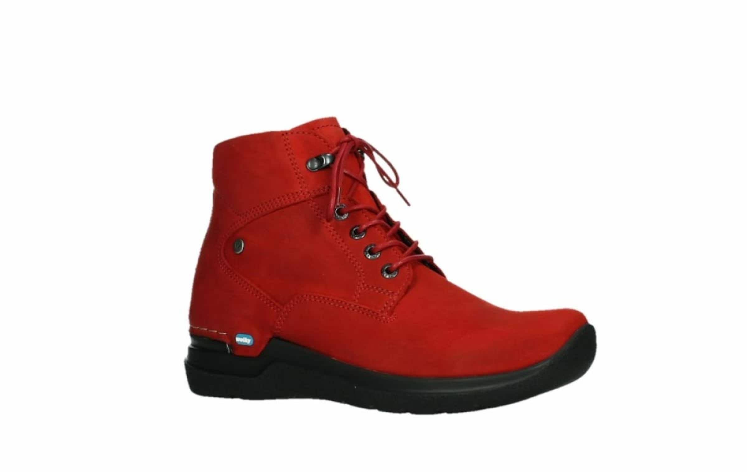 Wolky Lace-Up Ankle Boots in Red: front
