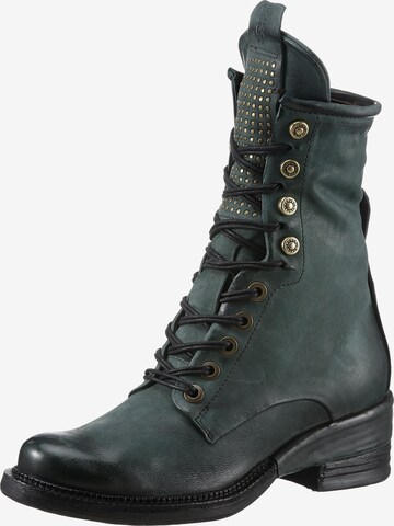 A.S.98 Lace-Up Ankle Boots in Green: front