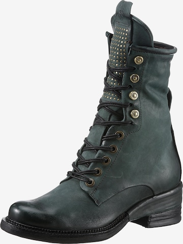 A.S.98 Lace-Up Ankle Boots in Green: front