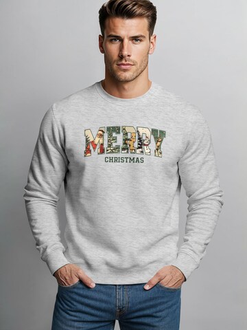Neverless Sweatshirt 'Merry Christmas' in Grey