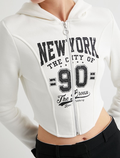 Koton Zip-Up Hoodie in Black / White, Item view