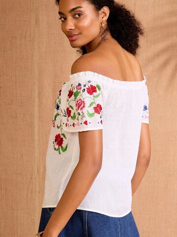 Chemisier love & roses en blanc