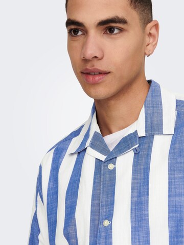 Only & Sons Comfort fit Button Up Shirt 'Tes' in Blue