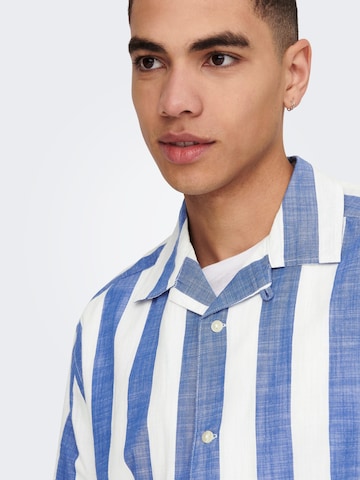 Only & Sons Comfort fit Button Up Shirt 'Tes' in Blue