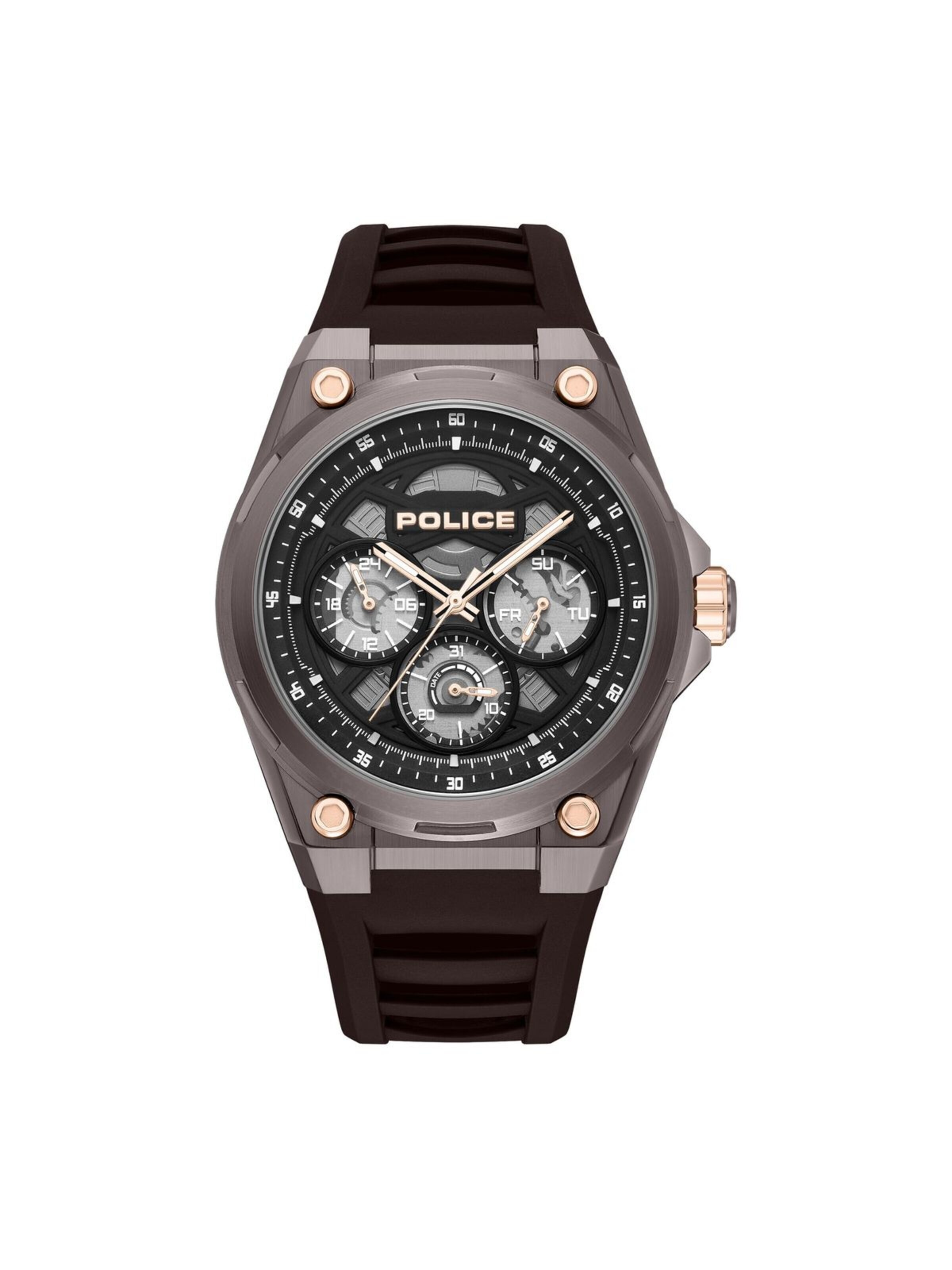 POLICE Analoog horloge in Bruin: voorkant