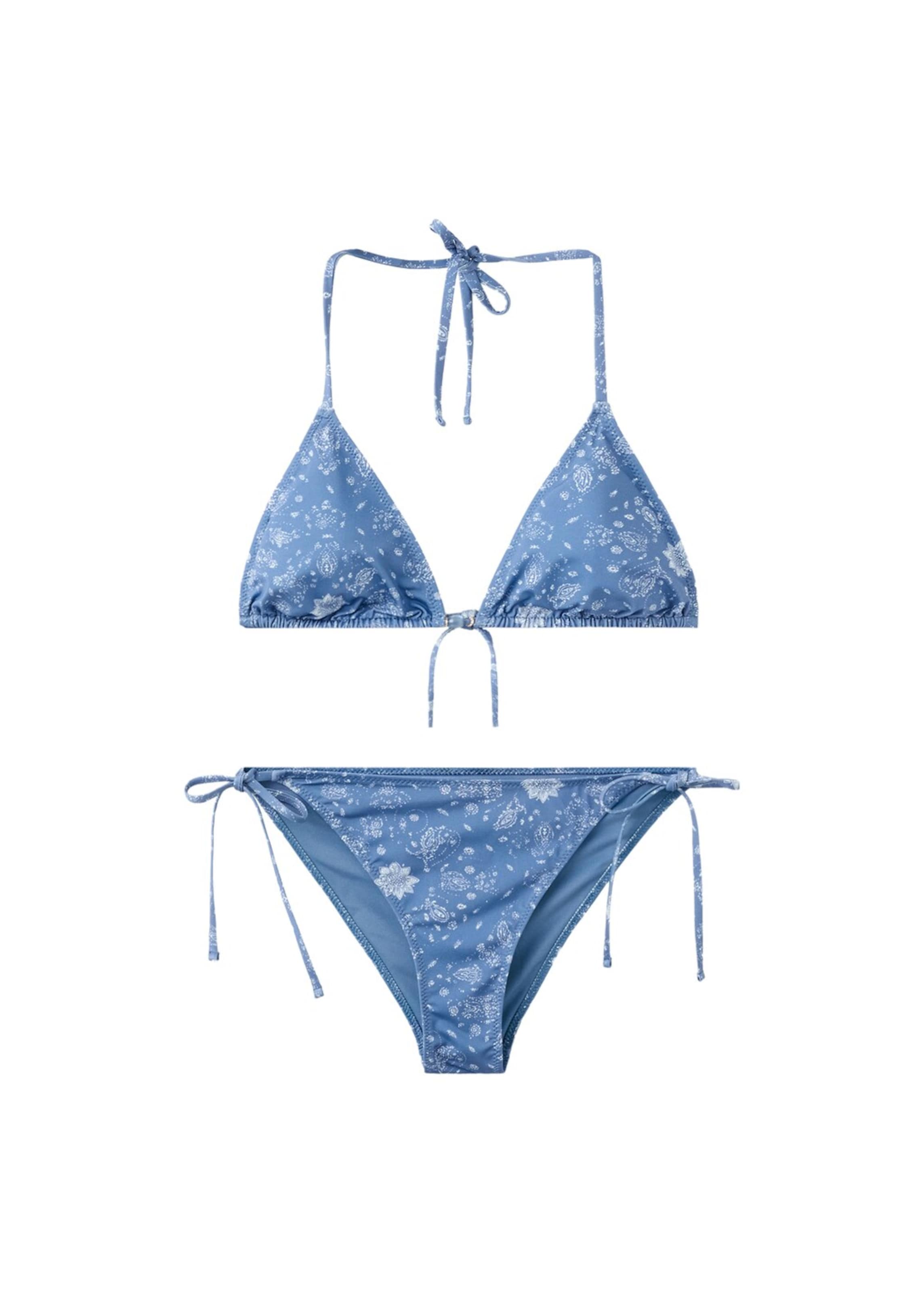 MANGO TEEN Triangle Bikini 'Wavy' in Blue: front