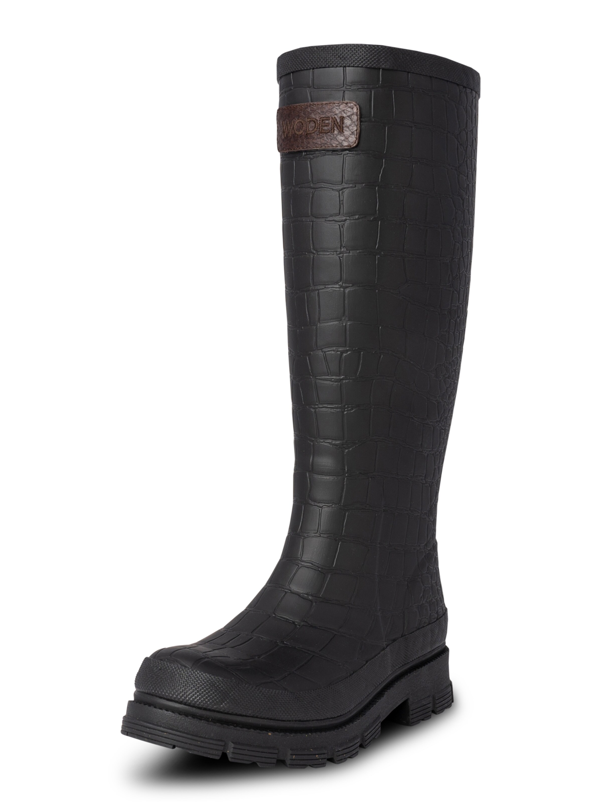 WODEN Gummistøvler 'Le Croco' i sort: forside