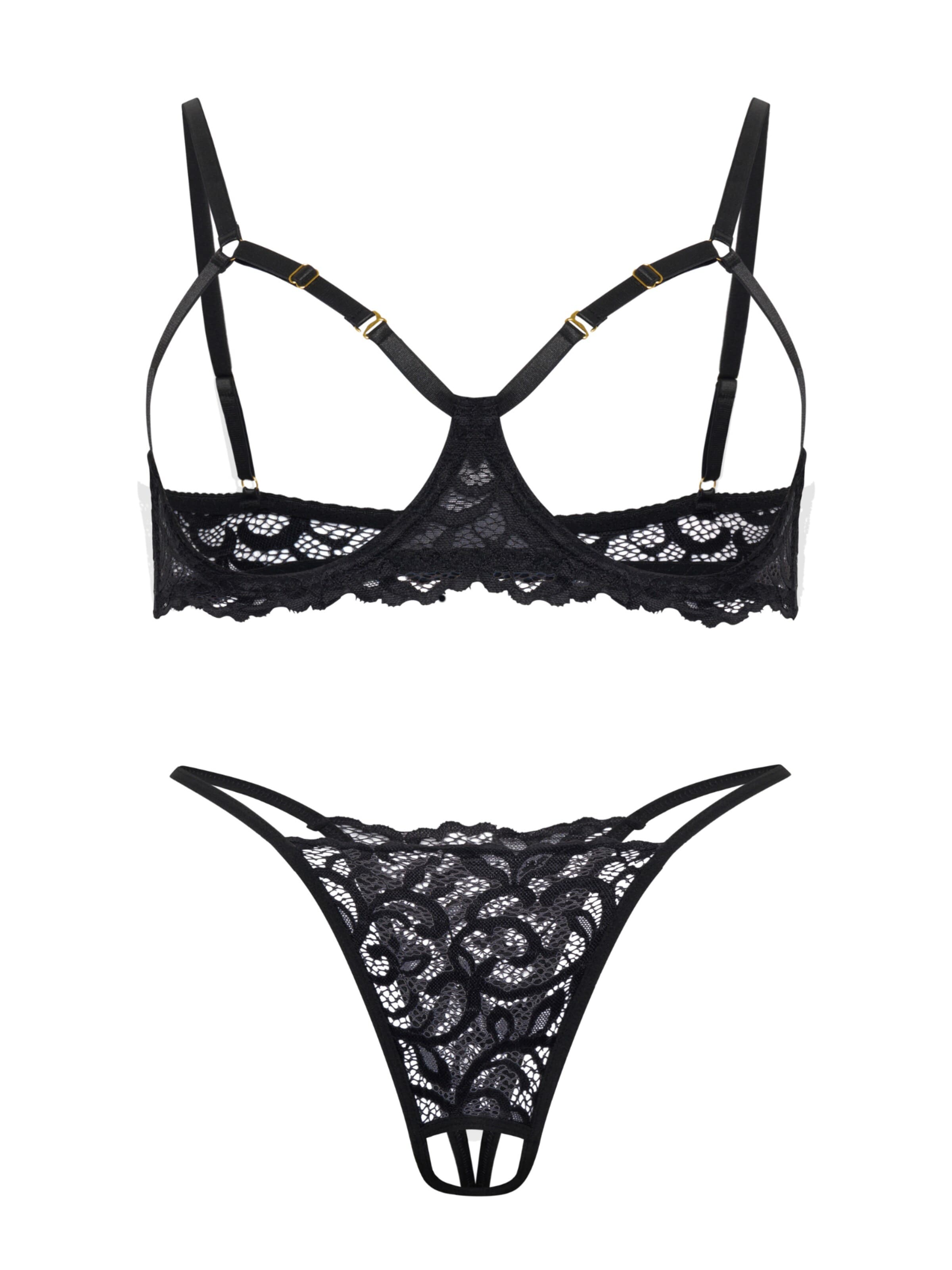 Orchibelle Crotchless Lingerie 'Angelica' in Black: front