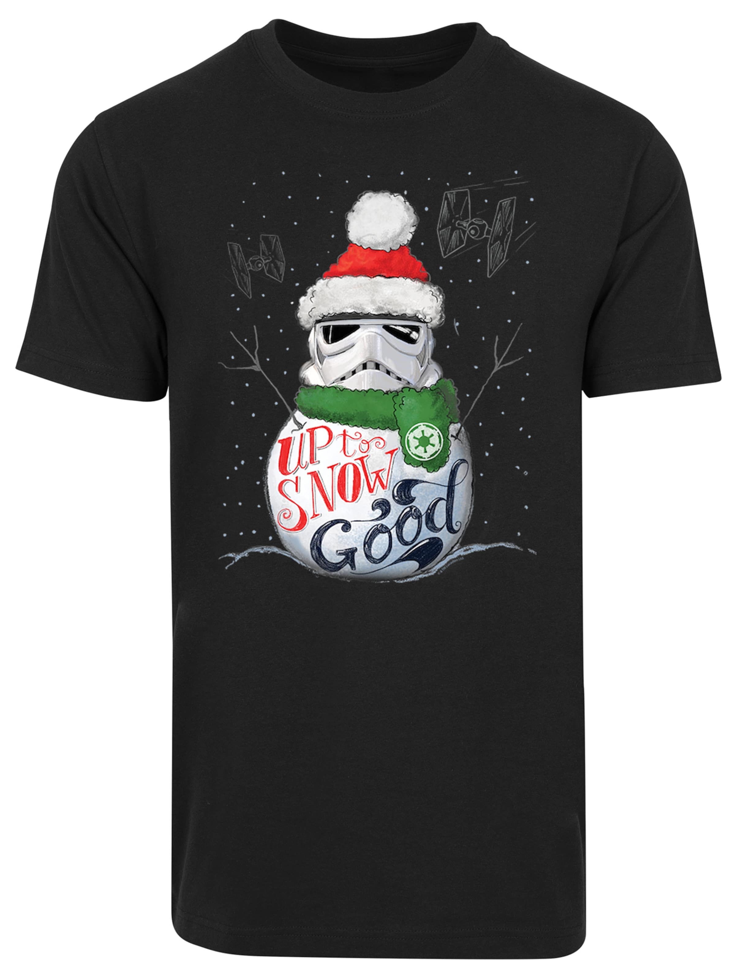 F4NT4STIC Shirt 'Star Wars Stromtrooper Up To Snow Good' in Zwart: voorkant
