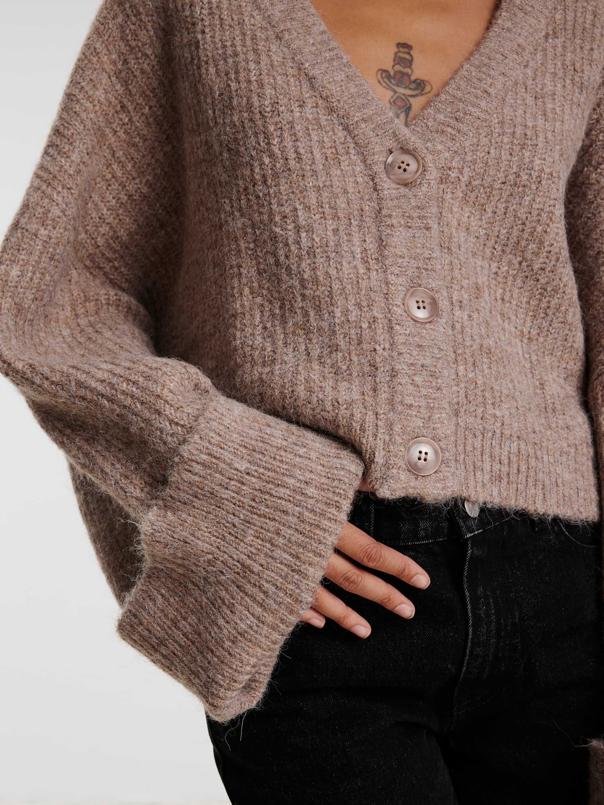 EDITED Producten Gebreid vest 'Violetta' Taupe