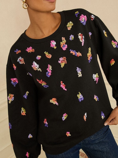 love & roses Sweatshirt in grasgrün / dunkelpink / schwarz, Produktansicht