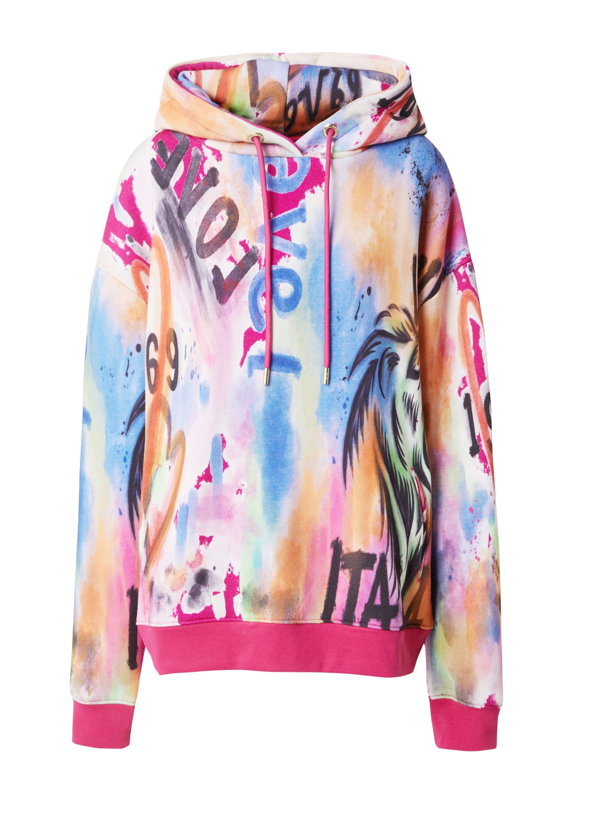 19V69 ITALIA Sweatshirt 'ELISA' in blau / dunkelpink / schwarz / weiß, Produktansicht