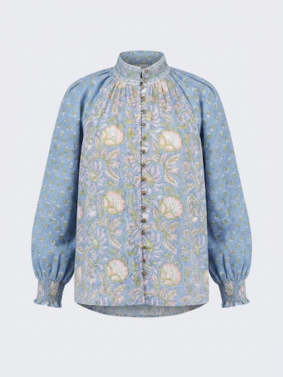 Miss June Blusa 'Blouse Raquel' en S-M en azul, Vista del producto