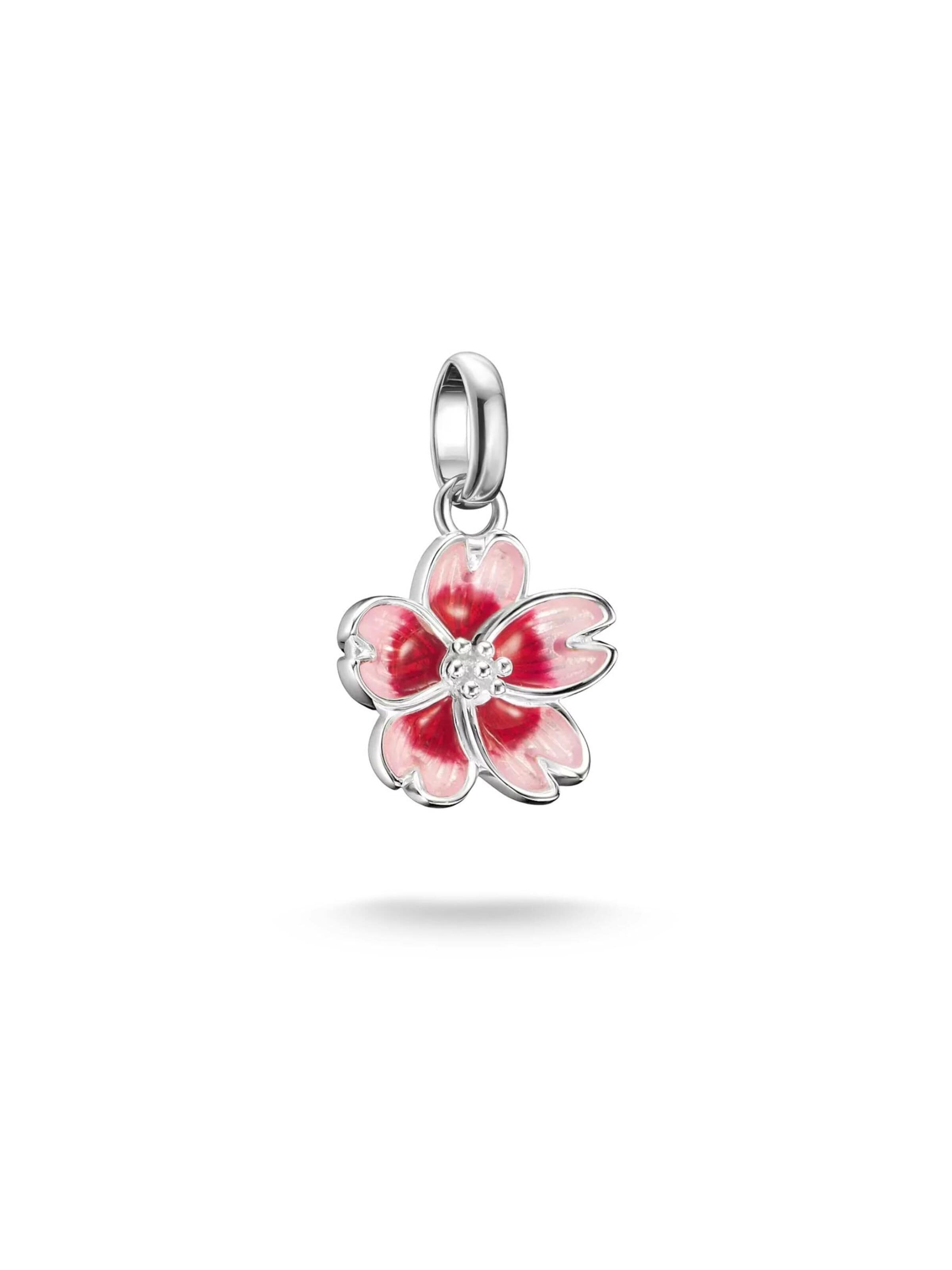 Pendentif 'Silver Charm Pendant Cherry Blossom Connect' Thomas Sabo en rouge : devant