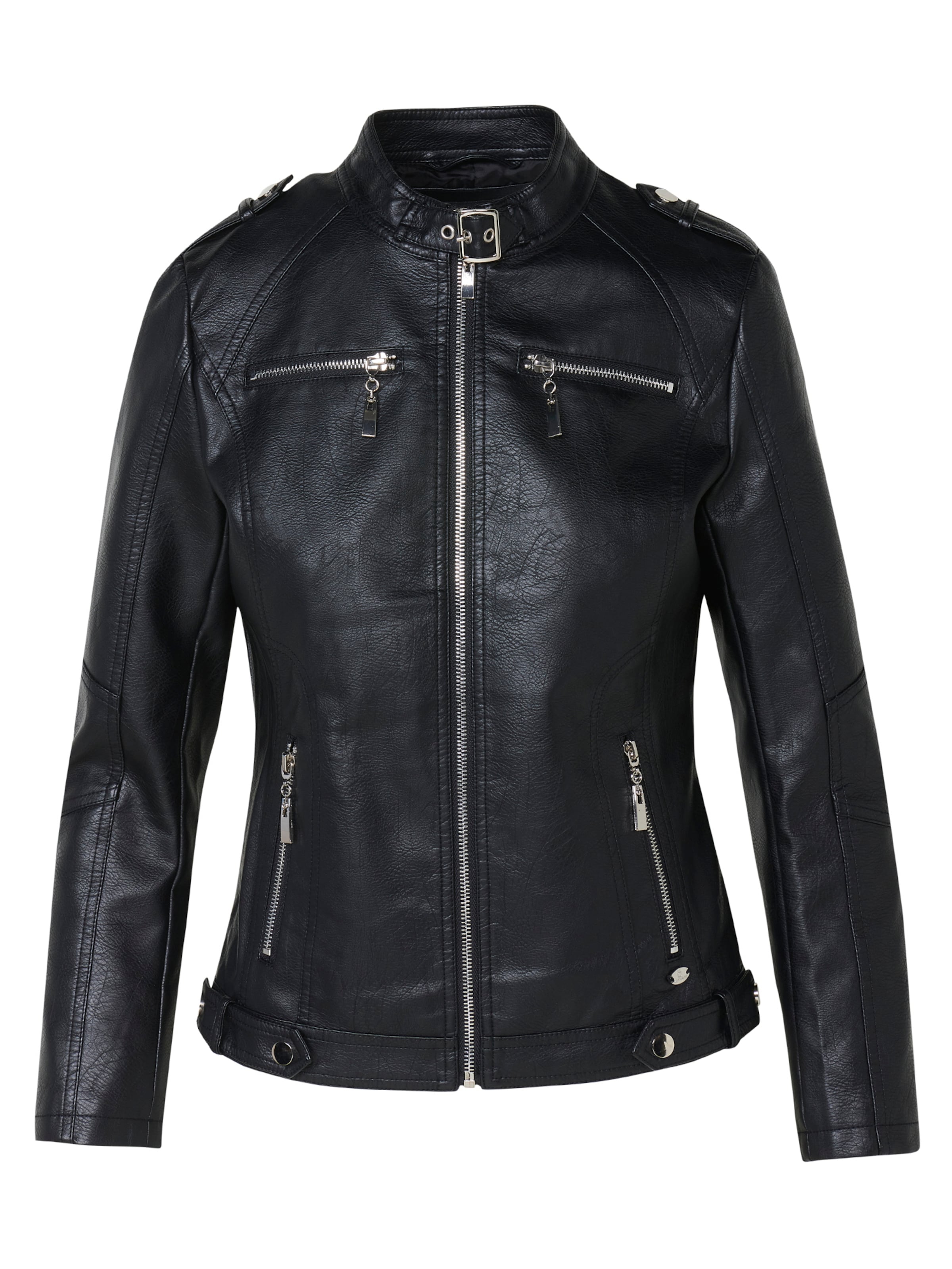 KOROSHI Φθινοπωρινό και ανοιξιάτικο μπουφάν σε μαύρο: μπροστά