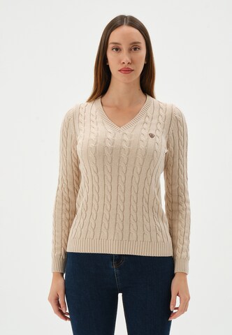 Pull-over Giorgio di Mare en beige : devant