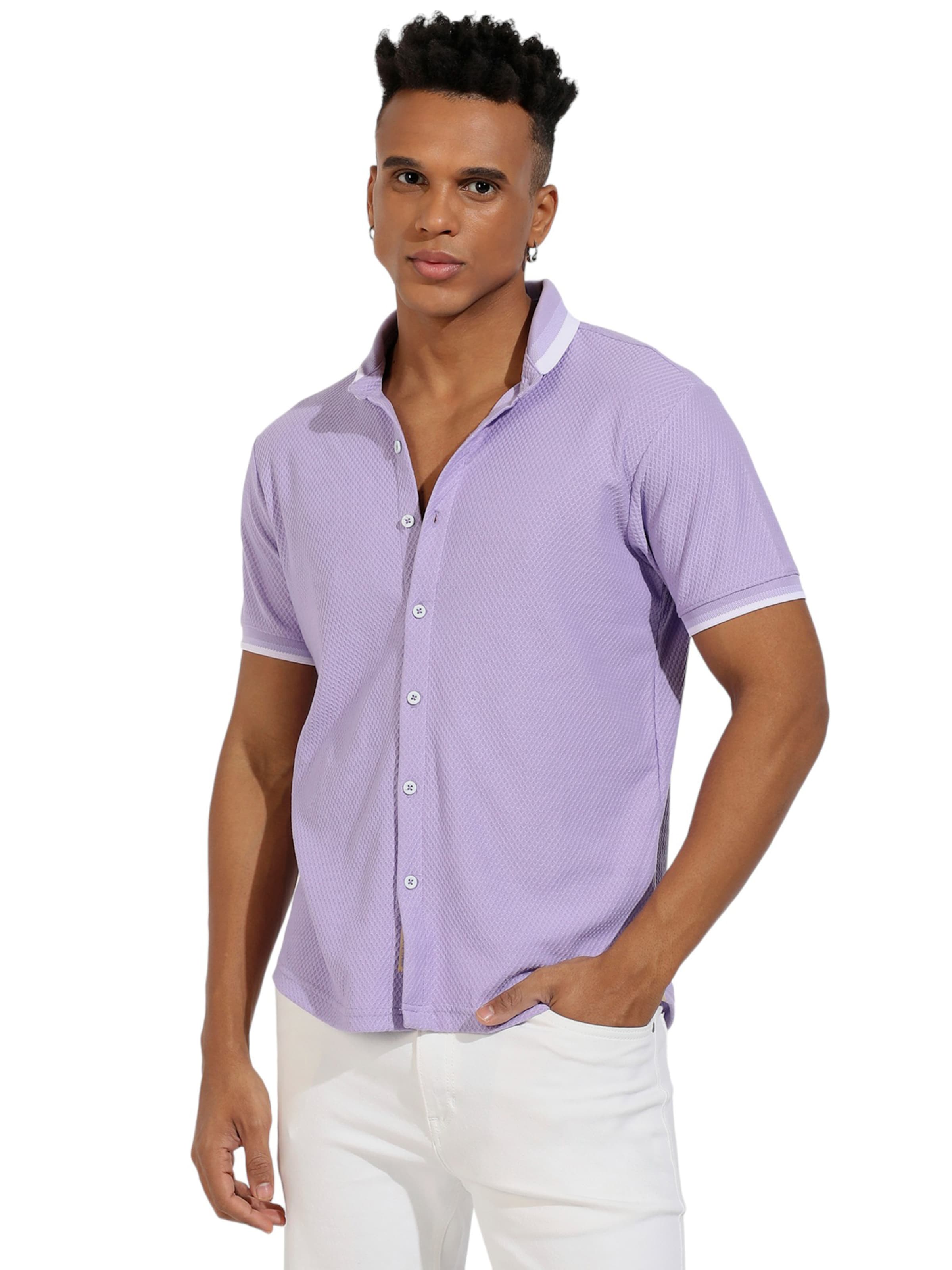 Campus Sutra Regular fit Риза 'Camilo' в лилав: отпред